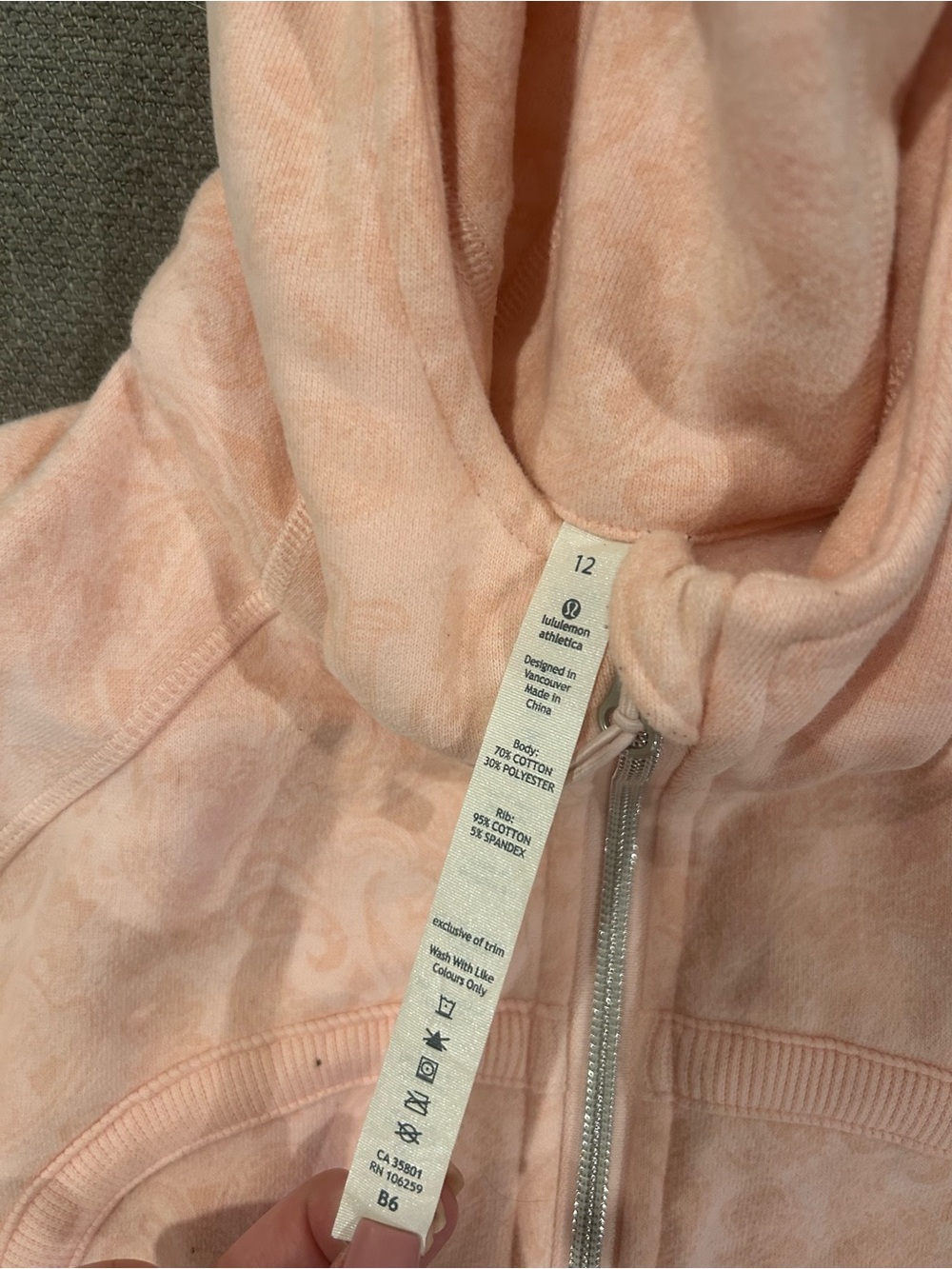 Lululemon Pink Paisley Scuba Full Zip Hoodie Jacket Size 12 - Picture 3 of 8